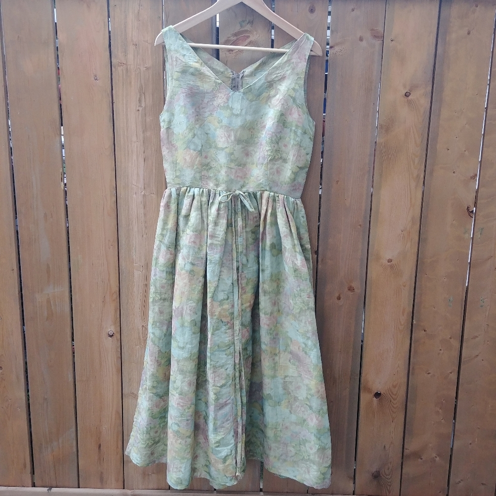 Vintage 60s Monet Watercolour Dress M/L